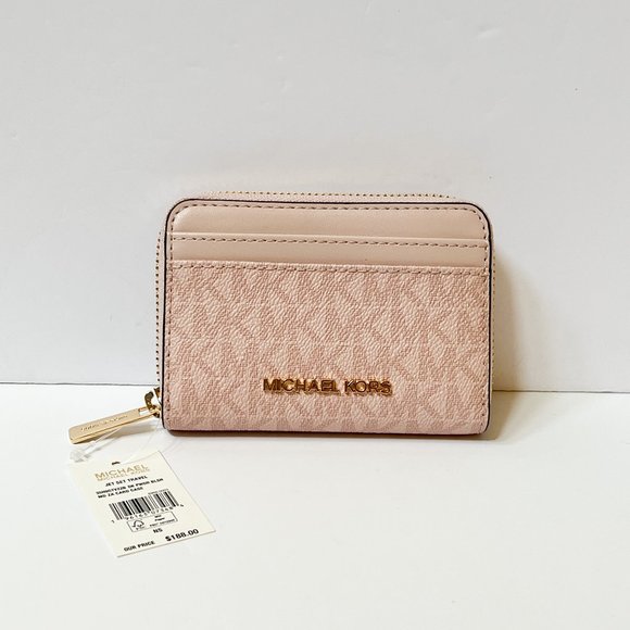 Michael Kors Jet Set Travel Zip Around Card Case Wallet MK Pink